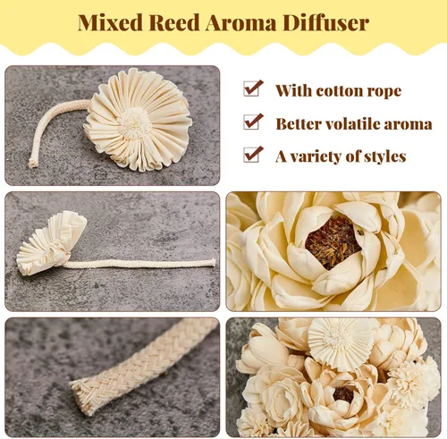 Vista 3 de Waydress 15 Piezas Difusor Flores Sola Mixtas Material Natural Aromaterapia Varillas Flores de Madera Decorativas Aromaterapia Colocación de Flores