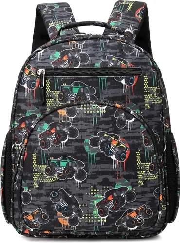 Vista 14 de abshoo Lindas mochilas ligeras para niños de 4 a 8 años de edad (coches negro)