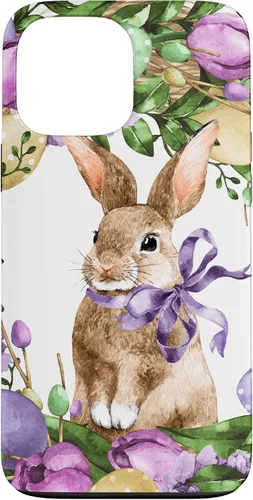 Vista 24 de Floral Easter Bunny Wreath Decor for Women Cute Easter Day Case for iPhone 17