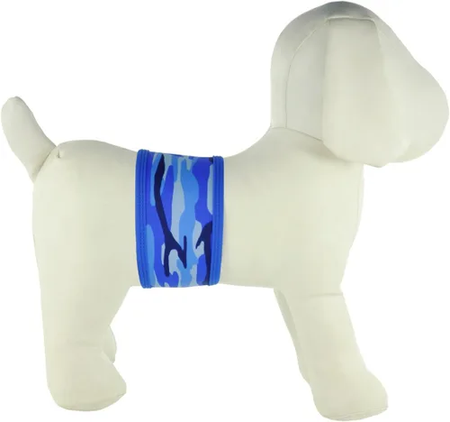 Vista 12 de Bandas lavables y reutilizables de vientre para perro macho de PlayaPup Rojo tiburón