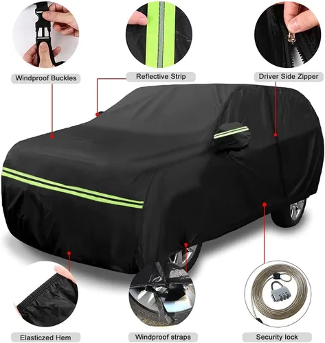Vista 4 de Funda impermeable para auto Compatible con Honda Pilot 2002-2025, fundas para auto para todo tipo de clima 210T con interior de algodón