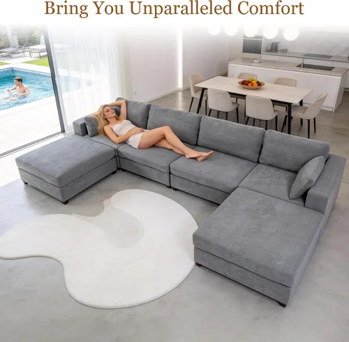 Vista 9 de 113" sofá seccional modular de gran tamaño del asiento profundo, sofá