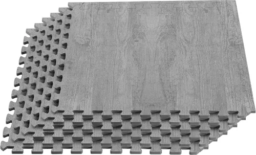 Vista 8 de Azulejos de espuma estampada de 3/8 de pulgada de grosor Forest Floor, tapetes de espuma de grano de madera entrelazados de primera calidad, piso