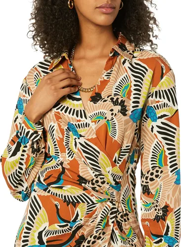 Vista 5 de TEREA Vestido largo cruzado drapeado Raina para mujer