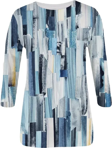 Vista 3 de Sudadera de trabajo de primavera de manga 34 para mujer, ajuste holgado, transpirable, con cuello redondo de mariposa