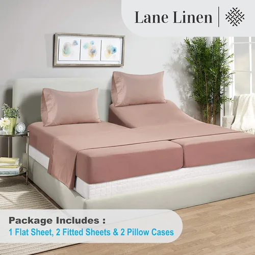 Vista 326 de LANE LINEN - Sábanas individual 100% algodón egipcio suave, cómodo y grueso de calidad de hotel, costuras reforzadas totalmente elásticas, sin