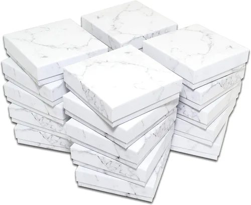 Vista 7 de TheDisplayGuys - Caja de regalo de cartón relleno de algodón, color blanco, para joyería, 25
