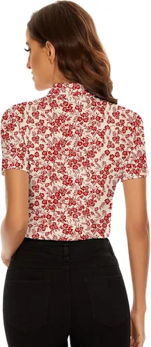 Vista 4 de Soneven Camisa polo de manga cortasin mangas para mujer, cuello en V, con botones
