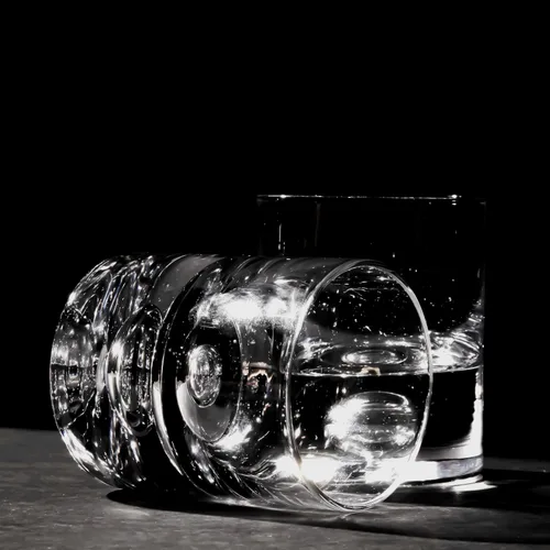 Vista 2 de LEMONSODA Vaso de cristal con base de burbujas de cristal, 9.5 onzas, juego
