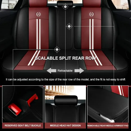 Vista 6 de Funda de asiento de automóvil compatible con LR2 transpirable e impermeable compatible con bolsa de aire compatible con asiento de automóvil