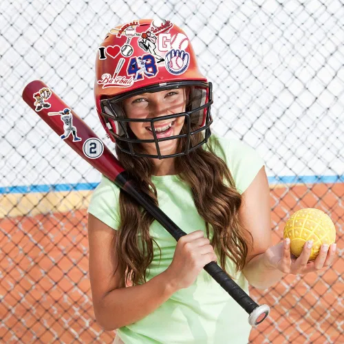 Vista 7 de JOICEE 50 calcomanías de béisbol, tatuajes de béisbol de vinilo impermeables para niños, adolescentes, niños y adultos, calcomanías deportivas