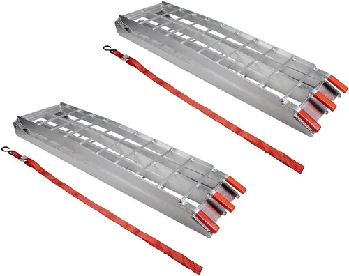 Vista 2 de Pit Posse PP2755P - Par de rampas de carga plegables de aluminio para cortacésped y todoterreno, 89", con capacidad de 1500 libras nominales