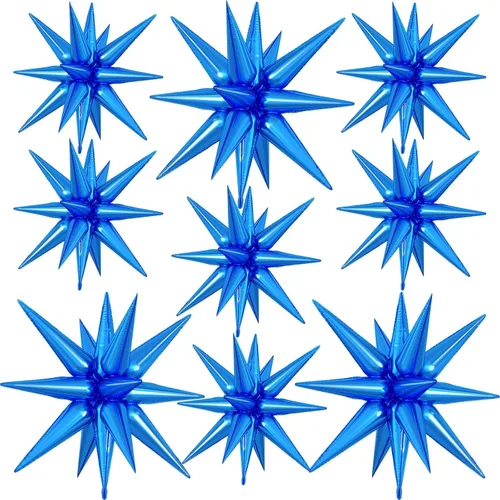 Vista 30 de 9 piezas de globos de estrella beige, grandes globos de papel de aluminio en forma de estrella en explosión, globos de Mylar en punta color crema