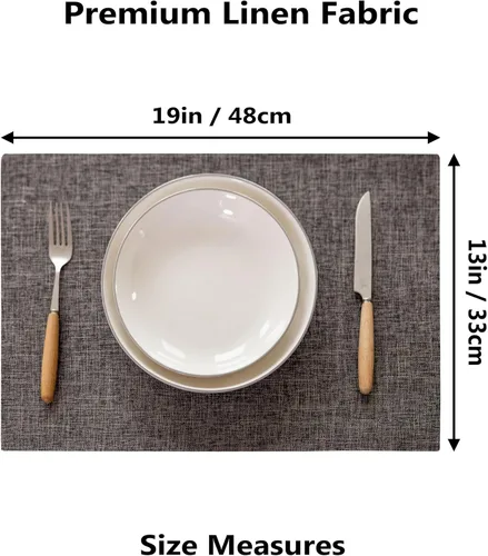 Vista 119 de Demetex - Juego de 4 manteles individuales de mesa de estilo rústico, resistentes al calor, de lino, lavables, de tela, manteles individuales