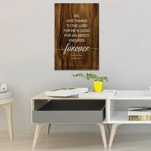 Vista 2 de by Unbranded Oh,Give Thank to The Lord, for He is Good! for His Mercy Endures Forever.Letrero de madera rústico con dicho granja para sala de estar