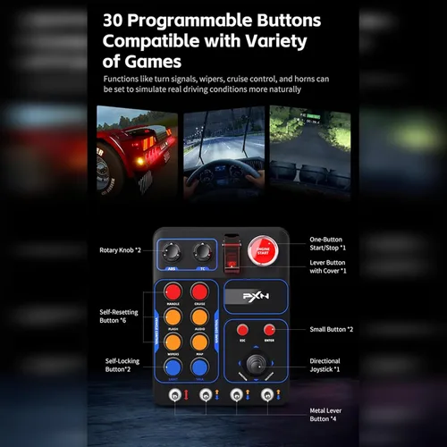 Vista 4 de PXN Caja de botones de simulación de carreras multifuncional para PC con Windows, CB1 Caja de control de centro de instrumentos de simulador