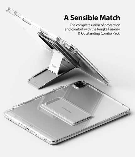 Vista 2 de Ringke Fusion Plus con funda + soporte excepcional, compatible con iPad Pro 12.9 (6ª generación 2022, 5ª generación 2021), funda transparente