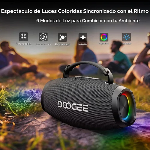 Vista 6 de Wild Boom - Altavoz Bluetooth portátil con luces RGB, color negro