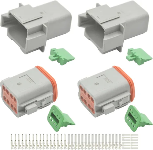 Vista 8 de Deutsch - Kit de conectores de 215 piezas, 12 juegos de 2, 3, 4, 6, 8, 12 pines con tamaño 16 contactos estampados, 14-20AWG Serie DT sellados