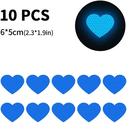 Vista 2 de 10 calcomanías de vinilo de corazón para automóviles, cubierta reflectante de alta intensidad para arañazos, calcomanías para parachoques de Azul