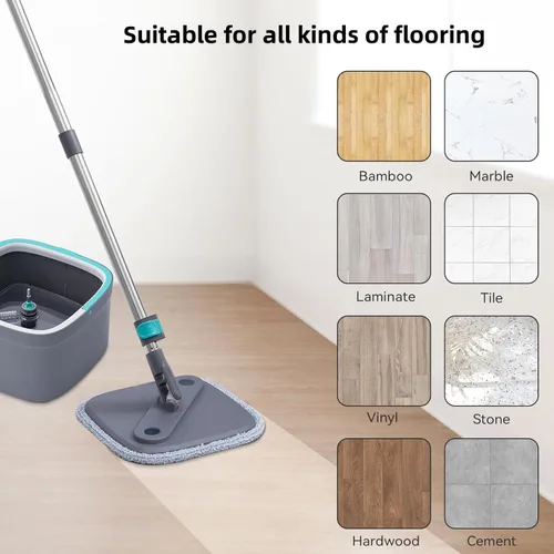 Vista 5 de True & Tidy Paquete de 2 almohadillas de microfibra extra gruesas de 9 pulgadas para mopa SPIN-800 TrueClean y cubo cuadrado, compatible con M16