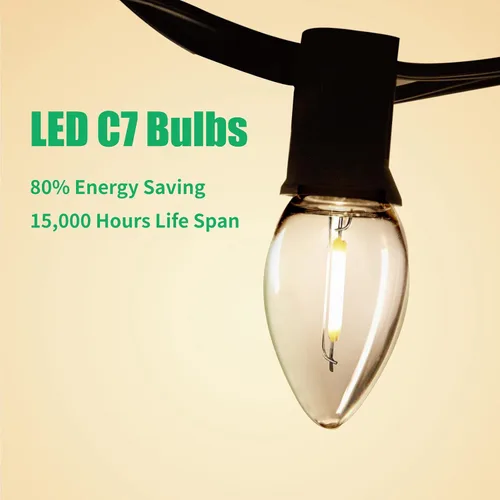 Vista 4 de Meconard Bombillas LED C7 para luz nocturna, bombillas LED de reemplazo irrompibles para velas de ventana y candelabros, base de candelabro E12, 0.6