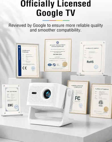 Vista 9 de 【Google TV con Licencia Oficial】Proyector Inteligente 4K con WiFi y Bluetooth, Proyectores para Exteriores VOPLLS con Dolby