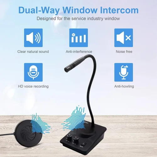Vista 3 de CallToU Sistema de intercomunicación con altavoz de ventana, intercomunicación de 2 vías, antiinterferencia, micrófono, contador, intercomunicador