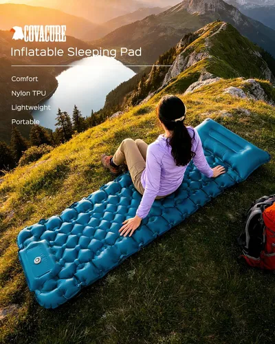 Vista 2 de Covacure - Colchoneta para dormir, colchón inflable de 3.9 pulgadas de grosor con almohada y bomba