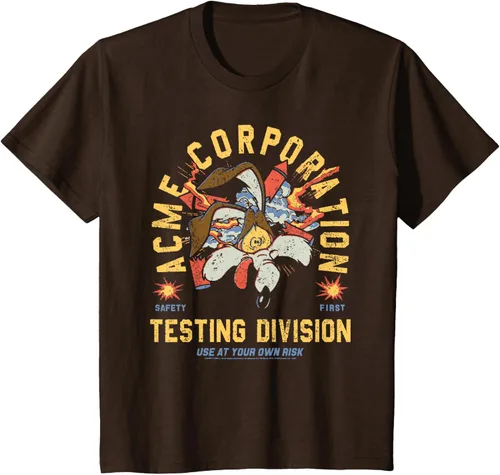 Vista 6 de Looney Tunes Wile E. Coyote Acme Co. Camiseta de la División de Pruebas Negro