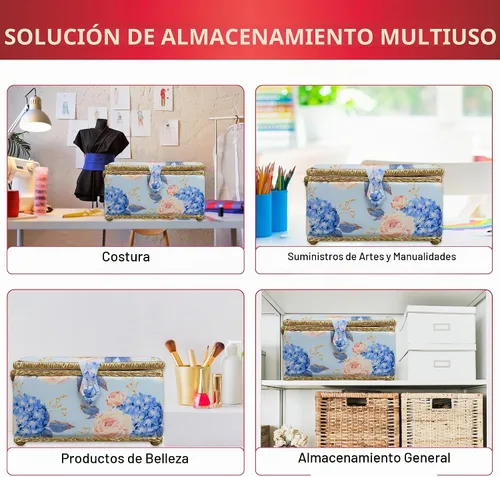 Vista 5 de SINGER Sew'n Stow 00045 - Cesta de coser y bolsa con cremallera, estampado de hortensias Estampado De Lunares