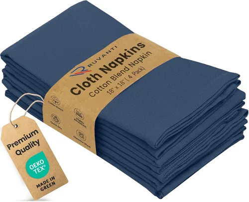 Vista 55 de Ruvanti - Juego de 4 servilletas de tela de 45x45 centímetros, lavables, suaves, duraderas, absorbentes, mezcla de algodón. Servilletas de mesa