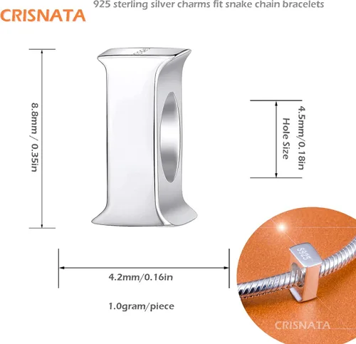 Vista 2 de CRISNATA 26 dijes completos de letras, plata de ley 925 pulida, cuentas del alfabeto A-Z, se adapta a pulseras europeas con nombre, regalo
