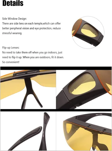 Vista 5 de Bestum Gafas de conducción con visión nocturna para faros delanteros, gafas de sol polarizadas, Mate negro