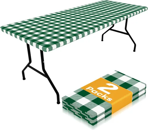 Vista 19 de Smiry Mantel de Mesa de Picnic Paquete de 2, Manteles Ajustables Elásticos Impermeables para Mesas Rectangulares de 18 x 72 pulgadas, Mantel