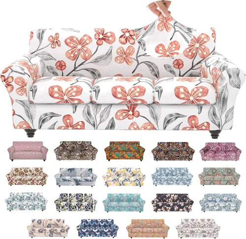 Vista 62 de Fundas elásticas para silla, fundas elásticas para sillón de 2 piezas, fundas de sofá lavables con diseño floral para sillón, protector de muebles