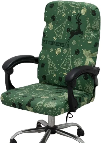 Vista 9 de Fundas navideñas para silla de oficina, funda protectora universal elástica para silla de jefe de respaldo alto moderno y sencillo (XMAS01, L)