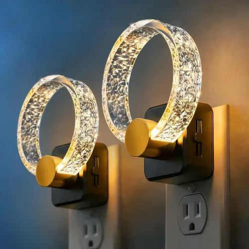 Vista 20 de DORESshop Luces nocturnas LED enchufables a la pared, luz nocturna regulable de 3 niveles, luz nocturna decorativa de burbujas, sensor de atardecer