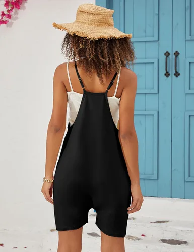 Vista 7 de Zhiyouni Overol corto de verano para mujer, holgado, holgado, con bolsillos