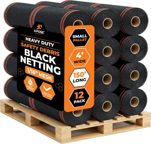 Vista 70 de Red de seguridad para construcción Xpose 8.5' x 150', 1/4" Mesh Scaffold Safety Net, Temporary Material Roll, Visibility Fence, Heavy-Duty Fire