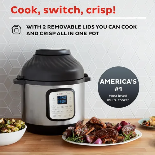 Vista 9 de Instant Pot Duo Crisp - Freidora de aire y olla a presión eléctrica combo 11 en 1 con tapas multicocina que fríe al aire, vaporiza, cocina lenta