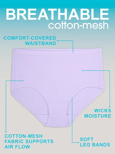 Vista 4 de Fruit of the Loom - Ropa interior transpirable de mujer, talla regular y extragrande
