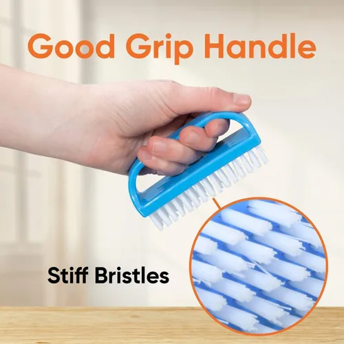Vista 7 de Superio Cepillo limpiador de uñas para limpiar las uñas de las manos y los dedos de los pies, cepillo pequeño limpiador de manos con mango - cerdas