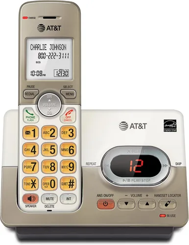 Vista 18 de AT&T - Teléfono inalámbrico expandible con sistema de respuesta y teclas XL retroiluminadas, 5 terminales Digital Answering System, Extra-Large