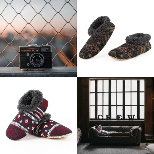 Vista 7 de Cozylook Paquete de 2 pantuflas de casa para hombre, suela suave, calcetines acogedores y mullidos con agarres antideslizantes, regalos únicos