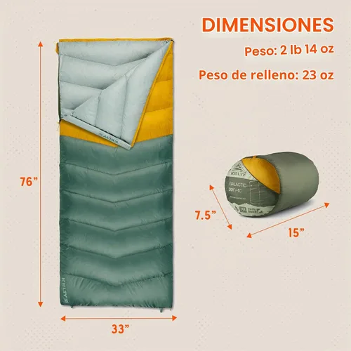 Vista 3 de Kelty Galactic Down - Saco de dormir de 30 grados, 550 Fill Power RDS Trackable Down, mochilero y campamento, cierre juntos para saco de dormir 2P