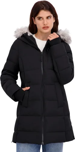 Vista 2 de Nautica Chaqueta acolchada pesada para mujer con capucha forrada de piel sintética Negro