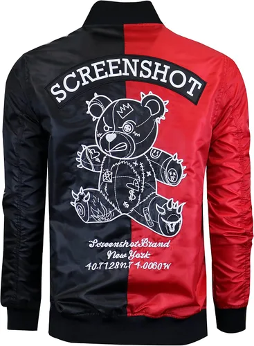 Vista 3 de SCREENSHOT Hip-Hop Urban NYC - Chaqueta bomber moderna para exteriores, ligera, con estampado de graffiti y cremallera