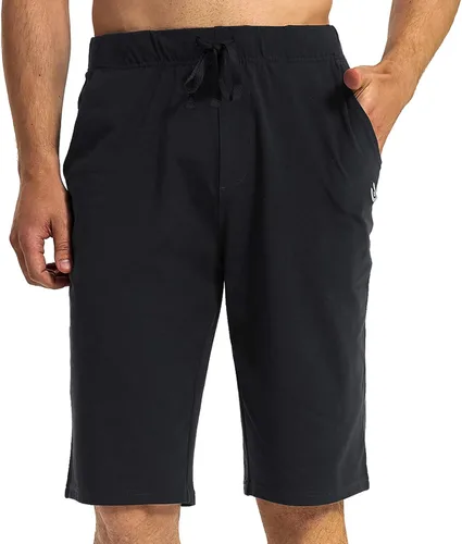 Vista 2 de HARTPOR Pantalones cortos de algodón para hombre de 12 pulgadas de largo, pantalones cortos de yoga para entrenamiento, pijama atlética, pantalones