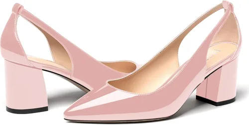 Vista 6 de MERRORI Zapatos de tacón medio con punta puntiaguda para mujer, sexy, para fiesta de noche, para fiesta de noche, zapatos sin cordones, zapatos